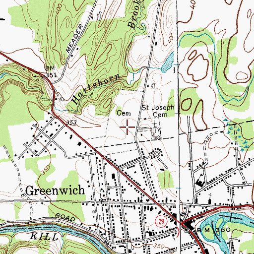 Topographic Map of Greenwich Cemetery, NY