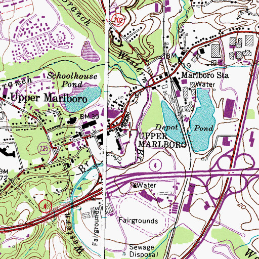 Topographic Map of Marlboro Fire Station Company 20, MD