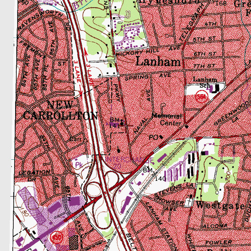 Topographic Map of New Carrollton Municipal Center, MD