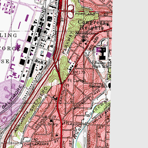 Topographic Map of Addiction Prevention and Recovery Administration Building, DC