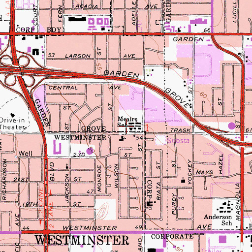 Topographic Map of Meairs Elementary School, CA
