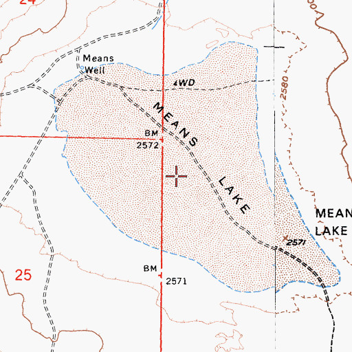 Topographic Map of Means Lake, CA