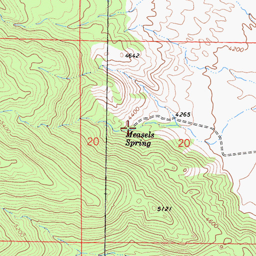 Topographic Map of Measels Spring, CA