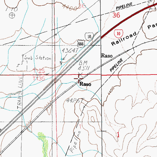 Topographic Map of Raso, AZ