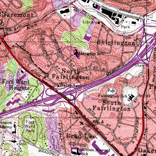 Topographic Map of Fairlington Fire Station 7, VA