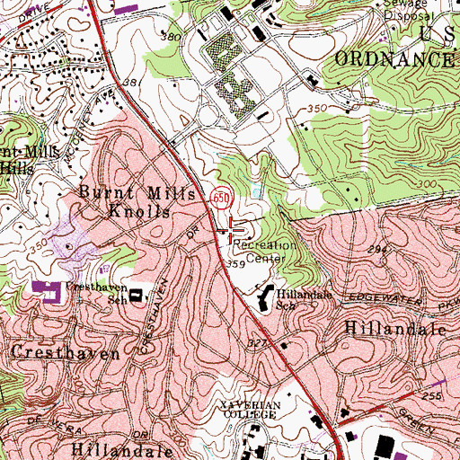 Topographic Map of Hillandale Fire Station Company 12, MD