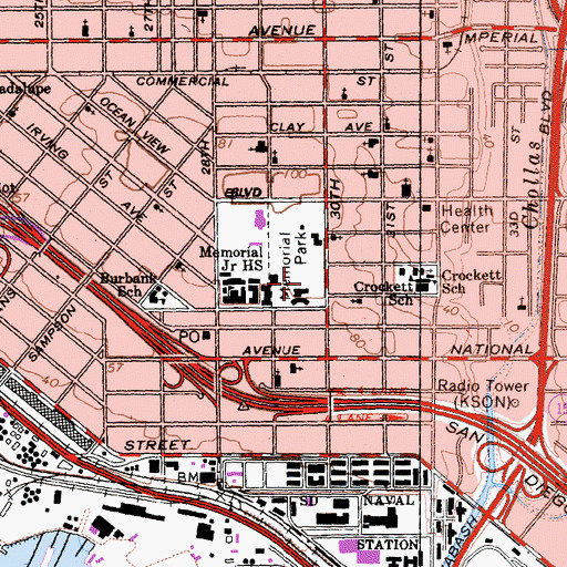 Topographic Map of Memorial Park, CA