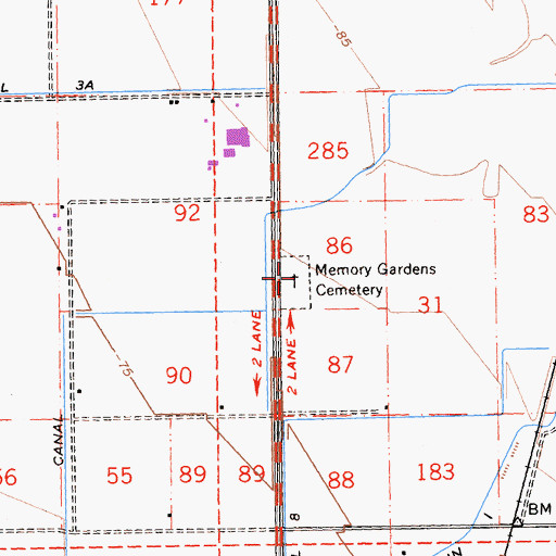 Topographic Map of Memory Gardens Cemetery, CA