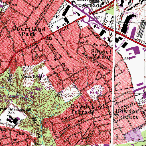 Topographic Map of Kingdom Hall of Jehovahs Witnesses Baileys Crossroads Congregation, VA