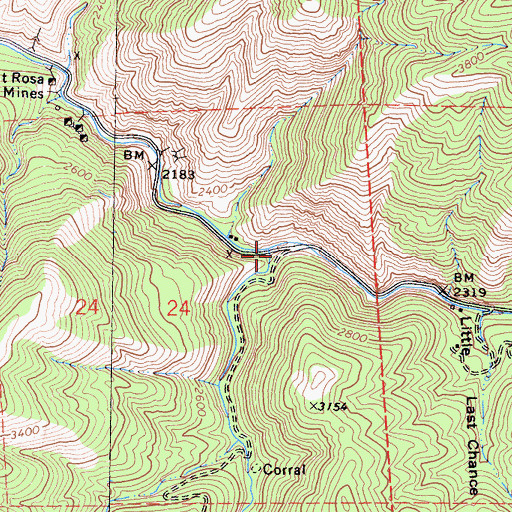 Topographic Map of Menagerie Canyon, CA