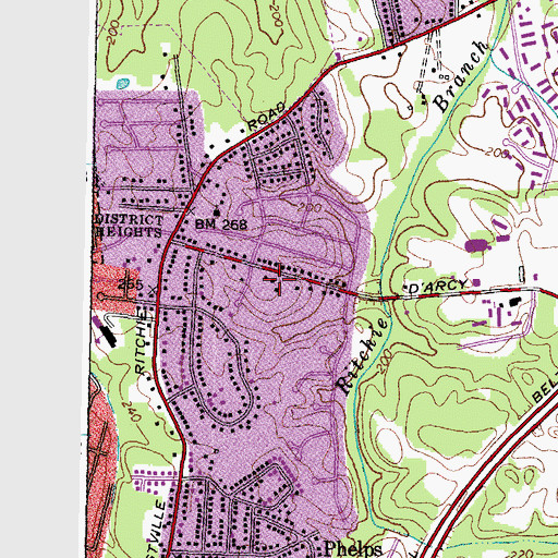 Topographic Map of Kingdom Hall of Jehovahs Witnesses Forestville Congregation, MD