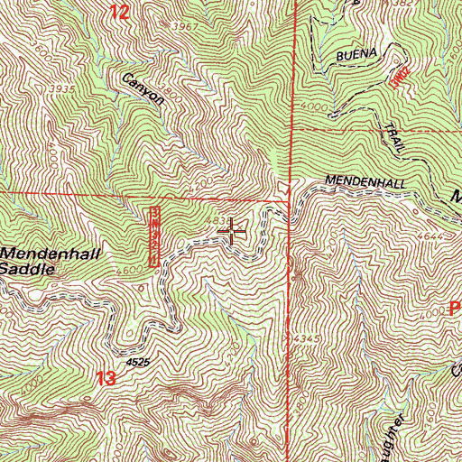 Topographic Map of Mendenhall Ridge, CA