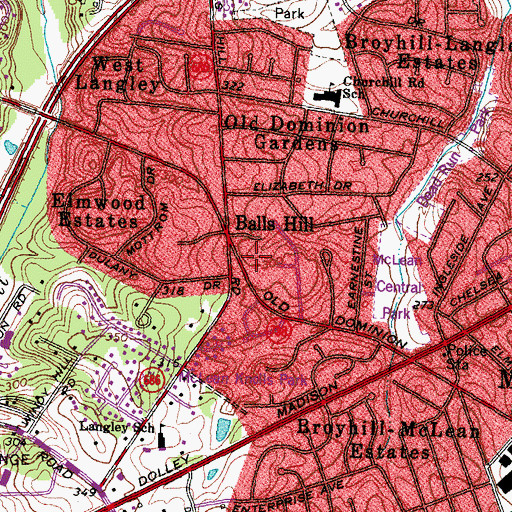 Topographic Map of McLean Korean Presbyterian Church, VA