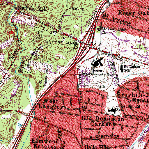 Topographic Map of McLean Presbyterian Church, VA