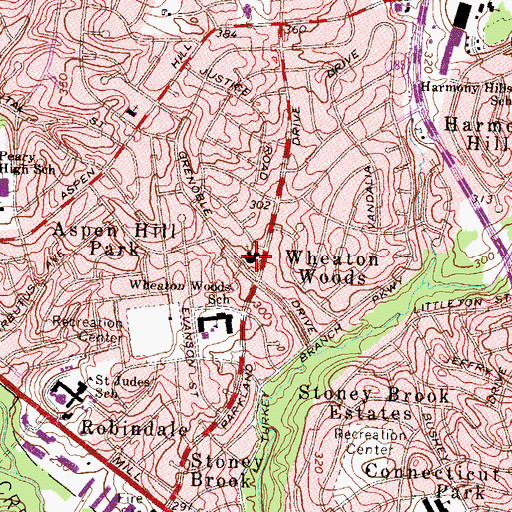 Topographic Map of Millian Memorial United Methodist Church, MD