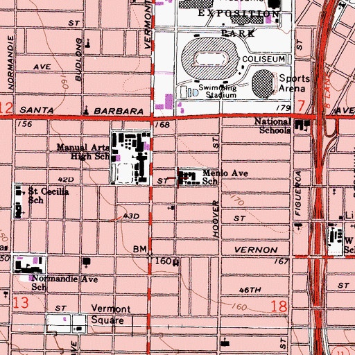Topographic Map of Menlo Elementary School, CA