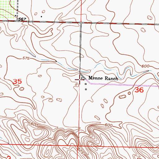 Topographic Map of Menne Ranch, CA