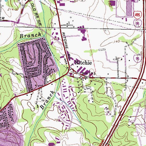 Topographic Map of Ritchie Fire Station Company 37, MD
