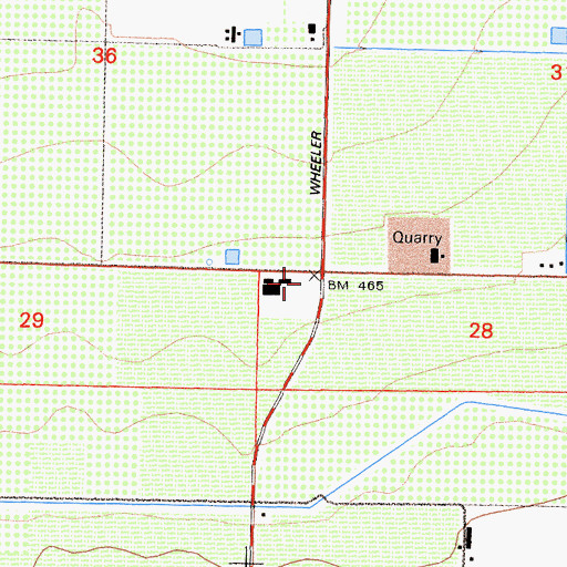 Topographic Map of Meridian School, CA