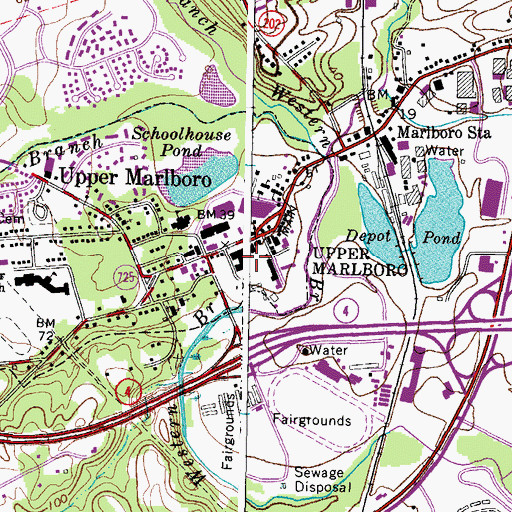 Topographic Map of Upper Marlboro Town Hall, MD
