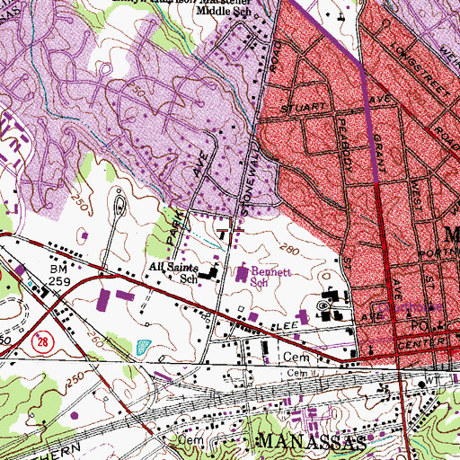 Topographic Map of All Saints Catholic Church, VA