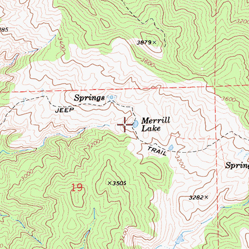 Topographic Map of Merrill Lake, CA
