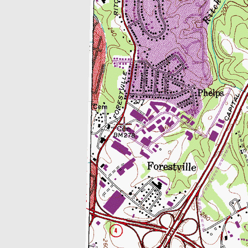Topographic Map of Amazing Grace Baptist Church, MD