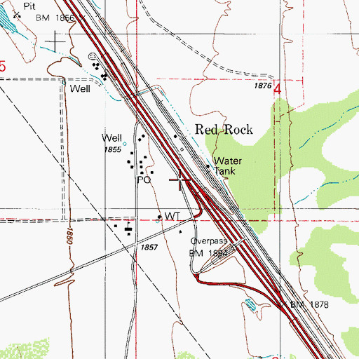 Topographic Map of Red Rock, AZ
