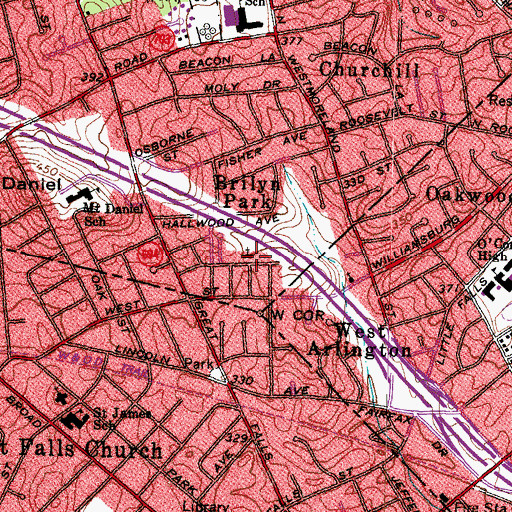 Topographic Map of Arlington Spanish Seventh Day Adventist Church, VA