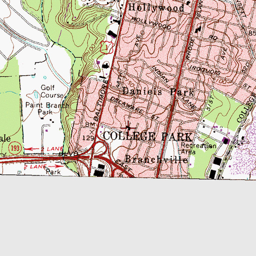 Topographic Map of Berwyn Baptist Church, MD