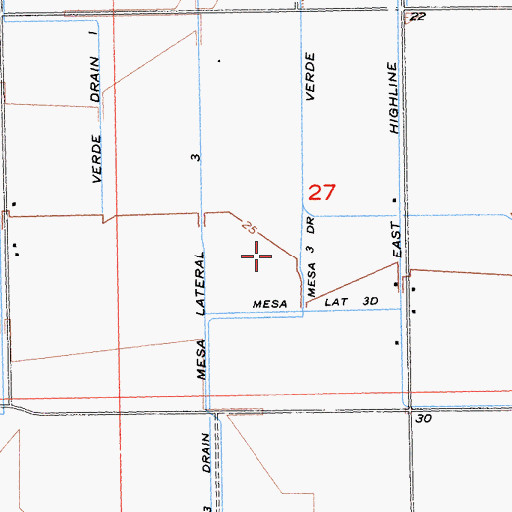 Topographic Map of Mesa Three Drain, CA