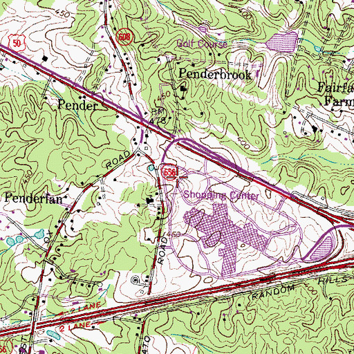 Topographic Map of Centerpointe Church at Fair Oaks, VA