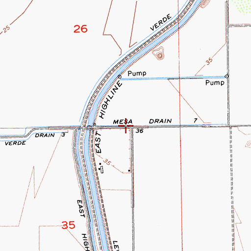 Topographic Map of Mesa Drain Seven, CA