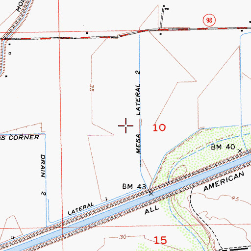 Topographic Map of Mesa Lateral Two, CA