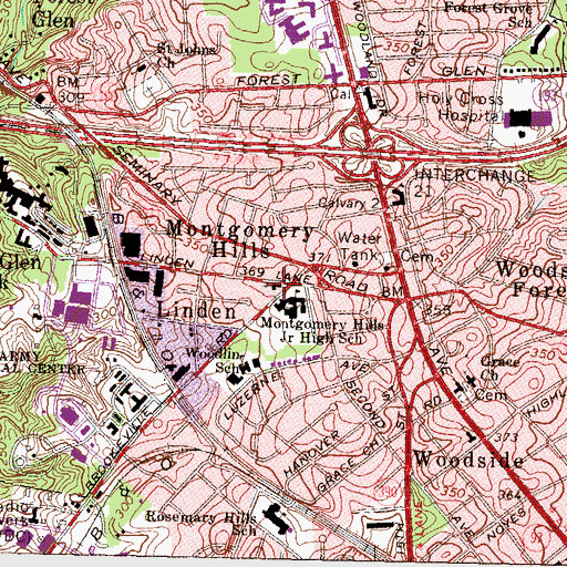 Topographic Map of Church of God of Silver Spring, MD