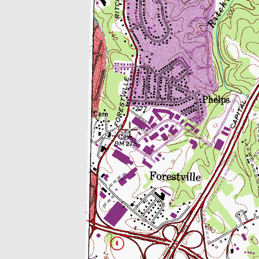 Topographic Map of Church of the Way, MD