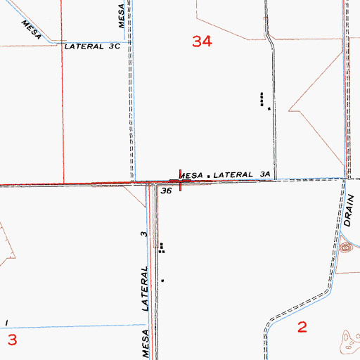 Topographic Map of Mesa Lateral Three A, CA