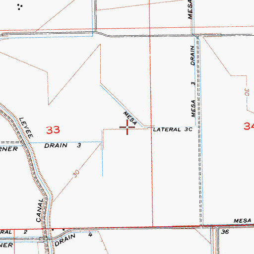 Topographic Map of Mesa Lateral Three C, CA