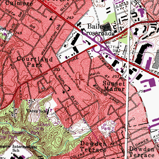 Topographic Map of Crossroads Baptist Church, VA