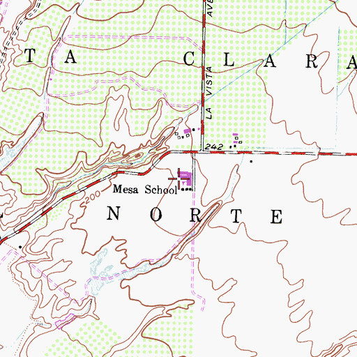 Topographic Map of Mesa Elementary School, CA