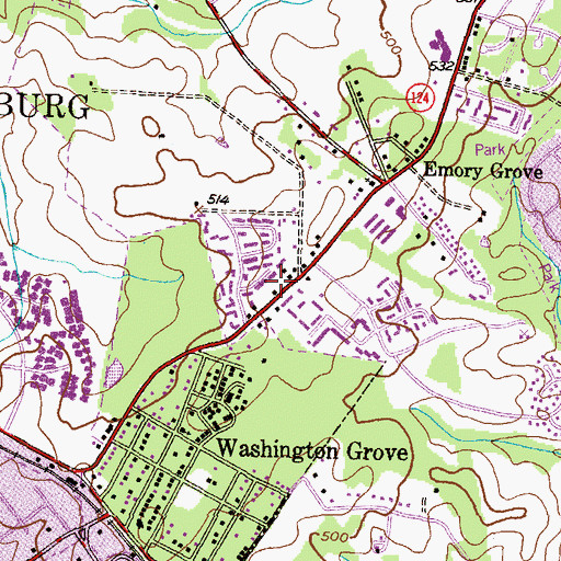 Topographic Map of First African Methodist Episcopal Church of Gaithersburg, MD
