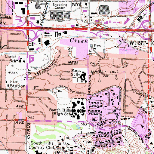 Topographic Map of Mesa Elementary School, CA
