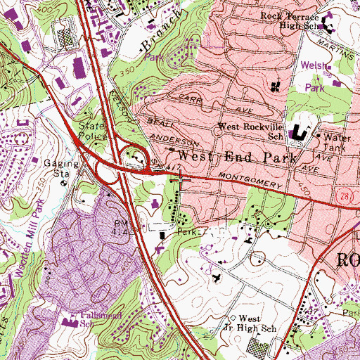 Topographic Map of First Baptist Church of Rockville, MD