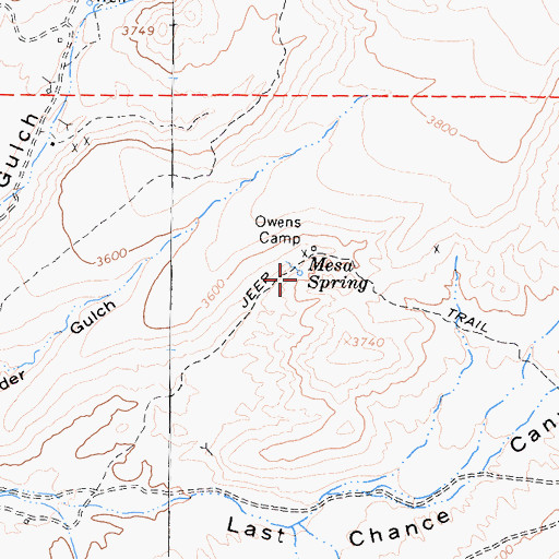 Topographic Map of Mesa Spring, CA