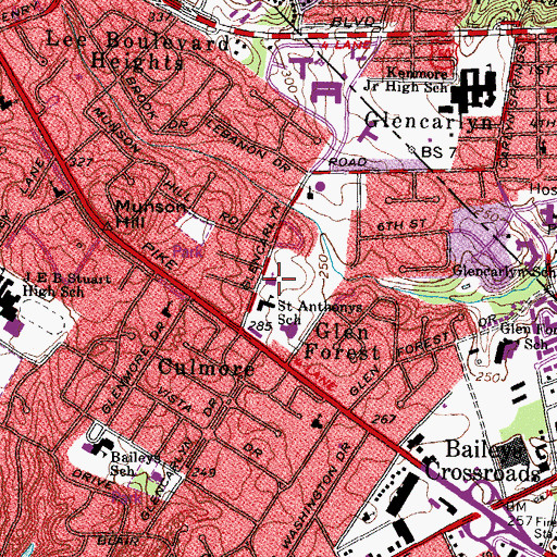 Topographic Map of God Is Love First Baptist Church, VA