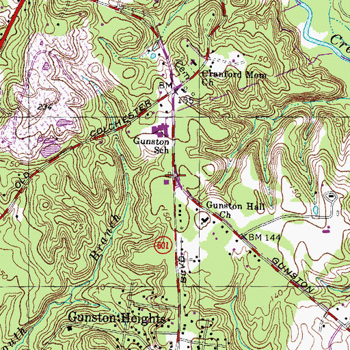 Topographic Map of Gunston Bible Church, VA