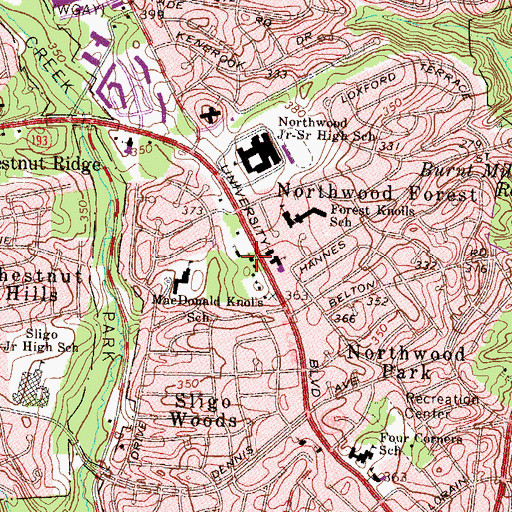 Topographic Map of Iglesia Bautista Getsemani, MD
