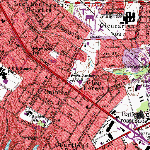 Topographic Map of Saint Anthonys Catholic Church, VA