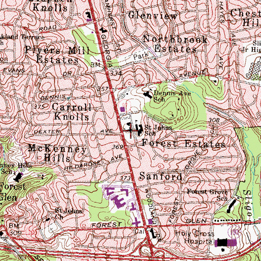 Topographic Map of Saint John the Evangelist Church, MD