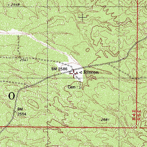 Topographic Map of Rincon, AZ